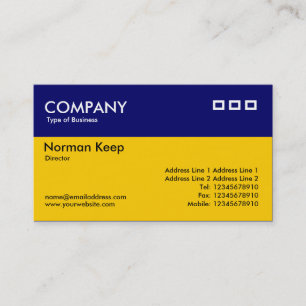 Farbkopf: Dunkelblau und orange Visitenkarte