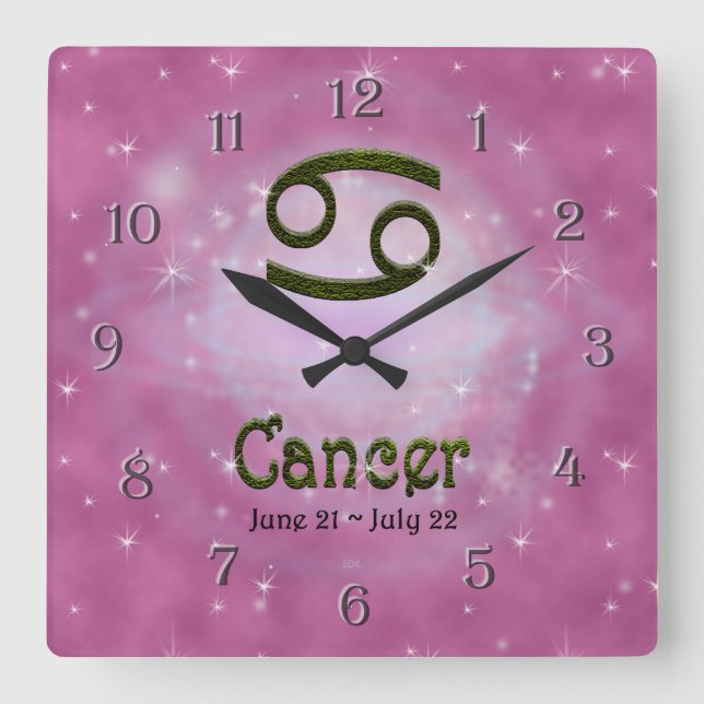 Farbkrebs auswählen Zodiac Astrologisches Zeichen Quadratische Wanduhr (Vorderseite)