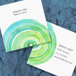 Farbkreise Ring Abstrakt Minimalistisch grün Quadratische Visitenkarte<br><div class="desc">Ändern Sie den Text,  den Schriftart und die Farben dieser benutzerdefinierbaren Visitenkarte. Handgemalt von mir mit Aquarell. Karo in meinem Shop für mehr Visitenkarten Designs!</div>