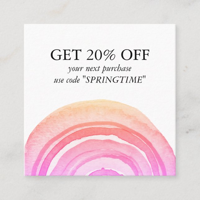 Farbkreise Ring Abstrakt Minimalistisch rosa Rabattkarte (Vorderseite)