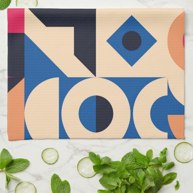 Farbkreisgeometrie Geschirrtuch (Gefaltet)