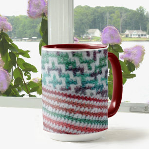 Farbkronenmuster Maroon und Weiß Tasse