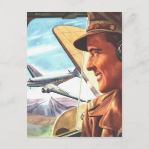 Farbkunst Vintager Luftfahrzeuge Postkarte