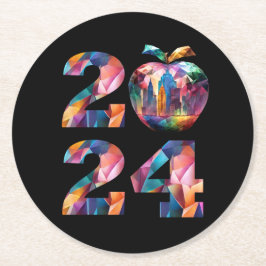 Farblich-2024 Party- Runder Pappuntersetzer