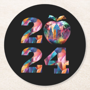 Farblich-2024 Party- Runder Pappuntersetzer