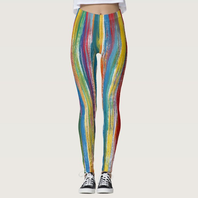 Farblich Abstrakt: Digitale Ölgemälde Leggings (Vorderseite)