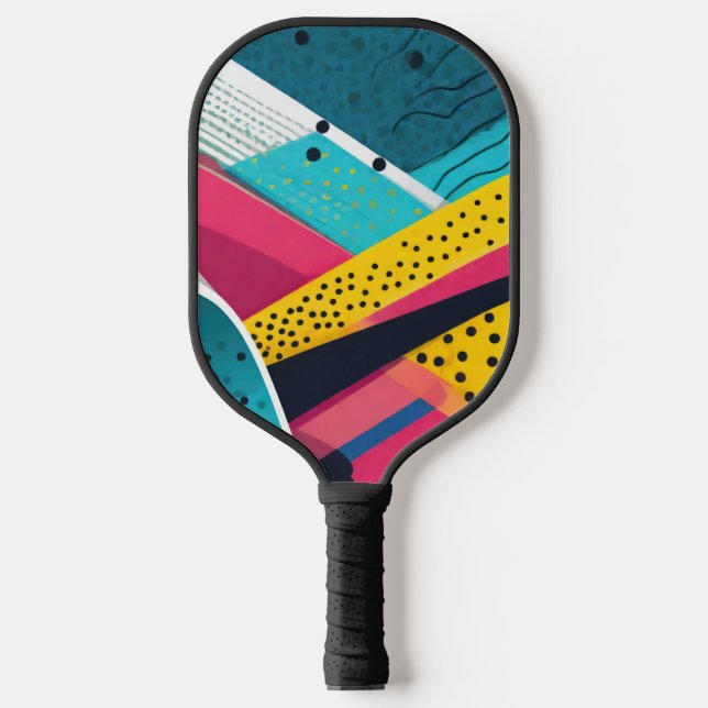 Farblich abstrakt mit Punkten Pickleball Schläger (Vorderseite)