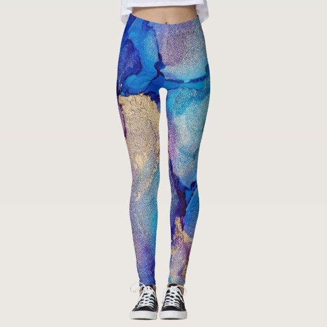 Farblich Abstrakt: Texturierte Ölgemälde. Leggings (Vorderseite)
