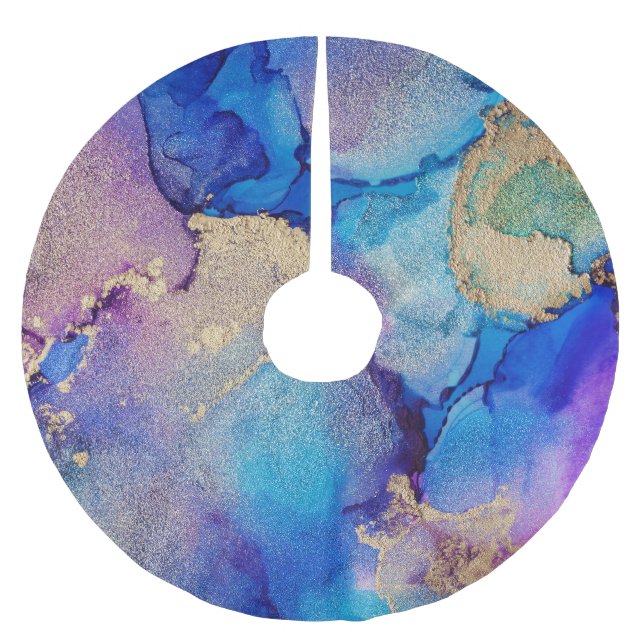 Farblich Abstrakt: Texturierte Ölgemälde. Polyester Weihnachtsbaumdecke (Vorderseite)