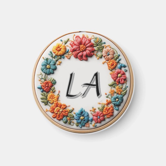Farblich besticktes Alphabet-Design Magnet (Vorne)