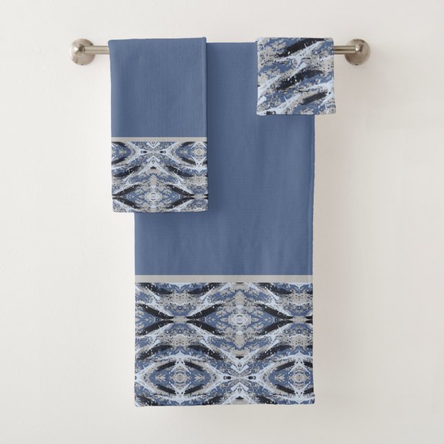 Farblich blaues Abstrakt Badhandtuch Set (Insitu)