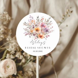 Farblich, Blume Bouquet Brautparty Runder Aufkleber