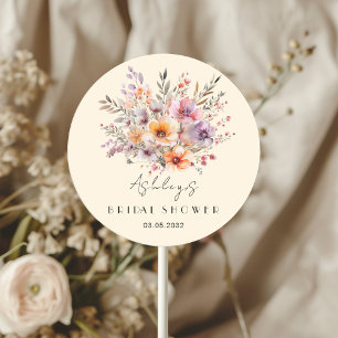 Farblich, Blume Bouquet Brautparty Runder Aufkleber