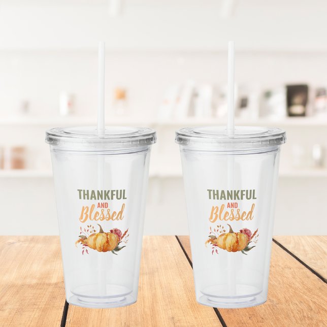 Farblich dankbar und gesegnet mit Kürbisgeschenk Acryltrinkbecher (Von Creator hochgeladen)