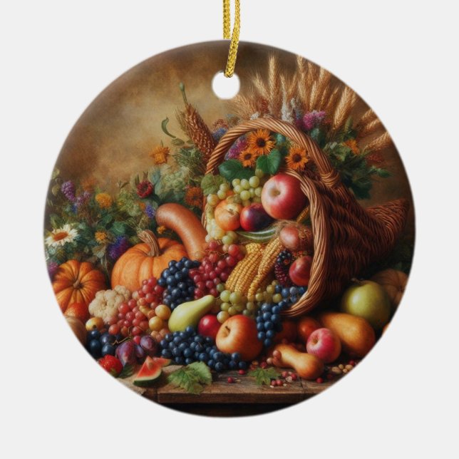 Farblich/Erntedank/Cornucopie/Fall Keramik Ornament (Vorne)