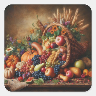 Farblich/Erntedank/Cornucopie/Fall Quadratischer Aufkleber