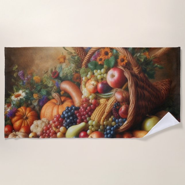 Farblich/Erntedank/Cornucopie/Fall Strandtuch (Vorderseite)