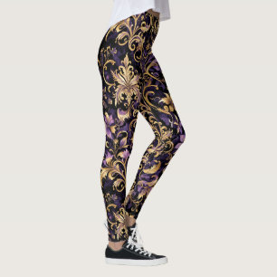 Farblich, extravagant, Lila und Gold Leggings