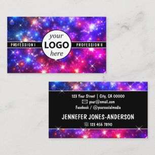 Farblich Galaxy Magic Bright Sparkle Stars Logo Visitenkarte