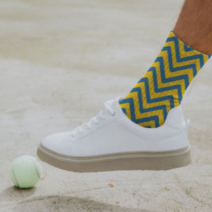 Farblich gelb blau Zickzack modern Zig Zag Socken