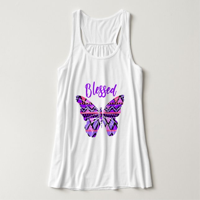 Farblich gesegnete Schmetterlingsplatte Tank Top (Design Vorderseite)