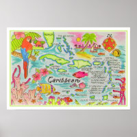Farblich Illustrierte Inseln Print