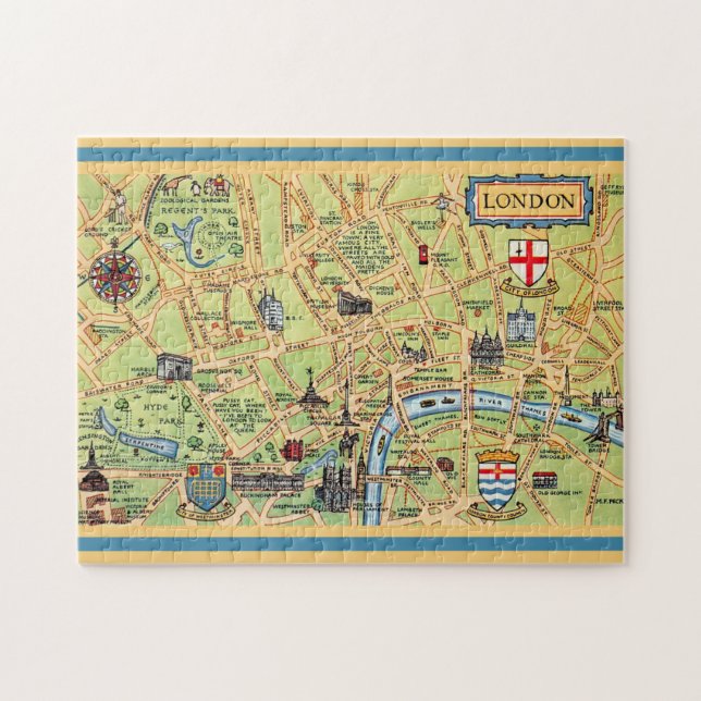 Farblich Illustrierte Karte von London England Puzzle (Horizontal)