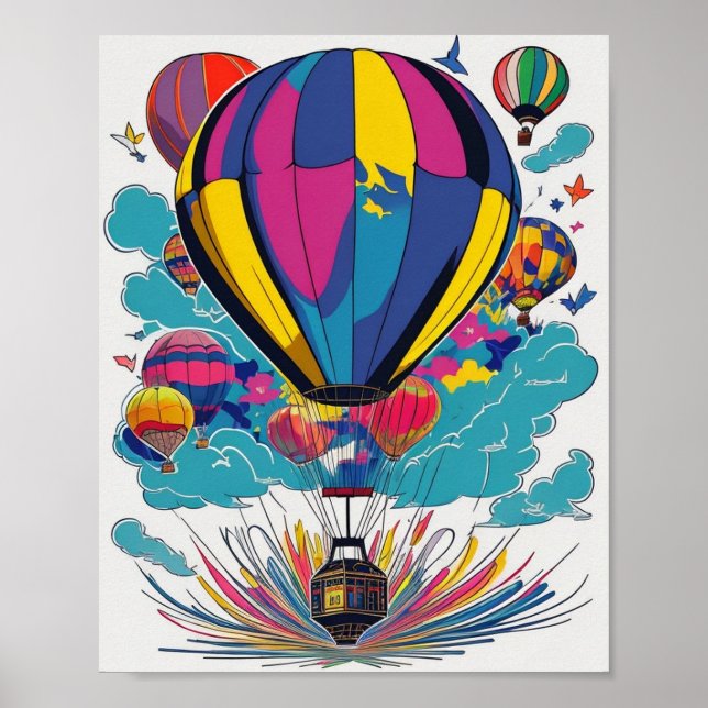 Farblich Inspirierend Heißluftballon-Design Poster (Vorne)