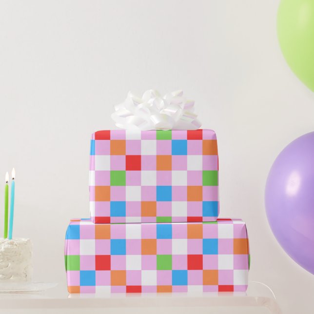 Farblich kariertes Muster Geschenkpapier (Partygeschenke)