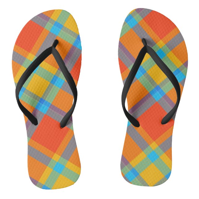 Farblich kontrollierte Karierte Flip Flops (Fußbett)