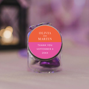 Farblich kühl Orange und Pink Vielen Dank Runder Aufkleber