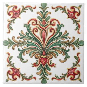 Farblich, mediterran, mosaik, rot, grün, fliese