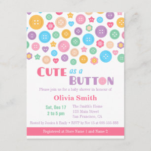 Farblich Niedlich als Button Baby Shower Einladung