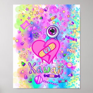 Farblich Niedlich I Liebe Kawaii Art Poster