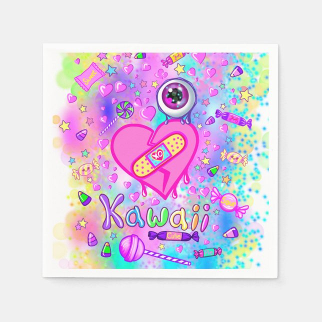 Farblich Niedlich I Liebe Kawaii Party Paper Napki Serviette (Vorderseite)