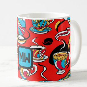 Farblich, Pop, Kaffeemaschinen, Monogramm Kaffeetasse