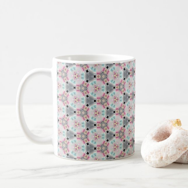 Farblich, ruhig, Retro-rosa Muster Kaffeemaschine  Kaffeetasse (Mit Donut)