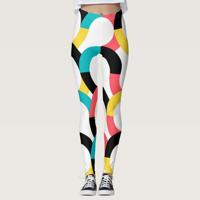 Farblich, trendig, fröhlich, lustig, modern geomet leggings (Vorderseite)