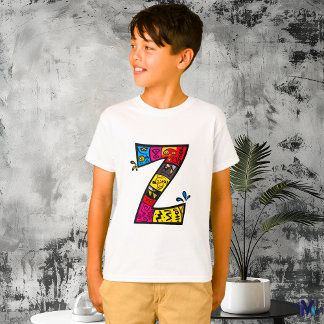 Farblich und lustig Monogram Z Tribal und Doodle T-Shirt