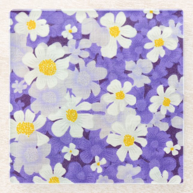 Farblich Vintag: Muster nahtloser Blume Glasuntersetzer (Vorderseite)