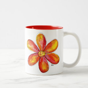 Farblich weißes Orange und Gelb Zweifarbige Tasse