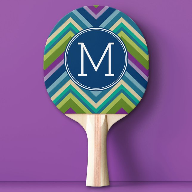 Farblich Zickzack Muster, kundenspezifisches Monog Tischtennis Schläger (Custom Ping Pong Paddle)