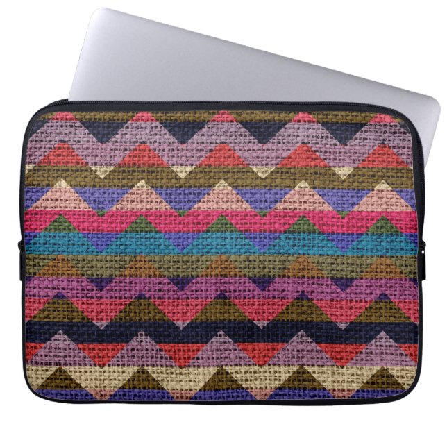Farblich Zickzack Zigzag Burlap Jute #2 Laptopschutzhülle (Vorderseite)