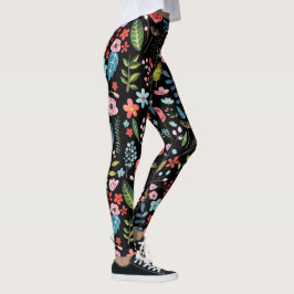 FarblichBotanische Blätter und Blume Muster Leggings