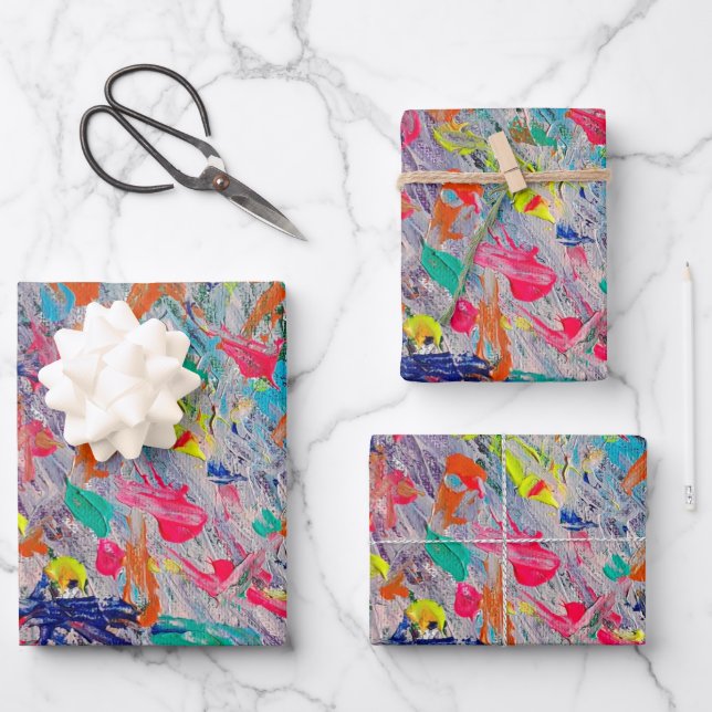 Farbliche Darstellung in Acrylfarbe Geschenkpapier Set (Vorderseite)