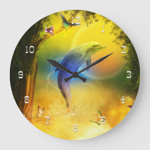 Farbliche Dolphin Große Wanduhr