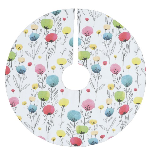 Farbliche, lustige, kreisförmige Designelemente Polyester Weihnachtsbaumdecke (Vorderseite)