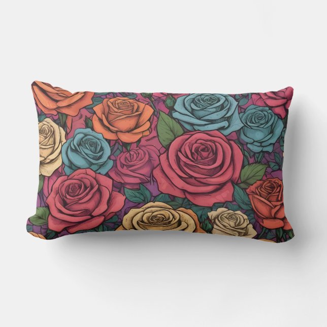 Farbliche Rose Lendenkissen (Vorderseite)