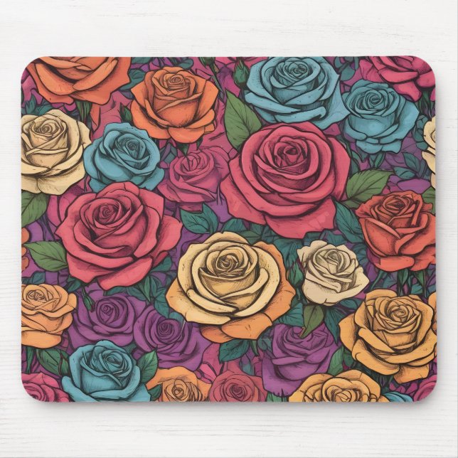 Farbliche Rose Mousepad (Vorne)