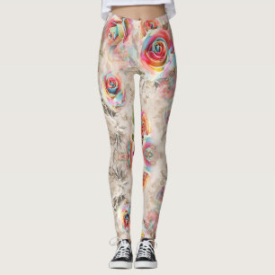 Farbliche Rose und Blumenmuster Leggings
